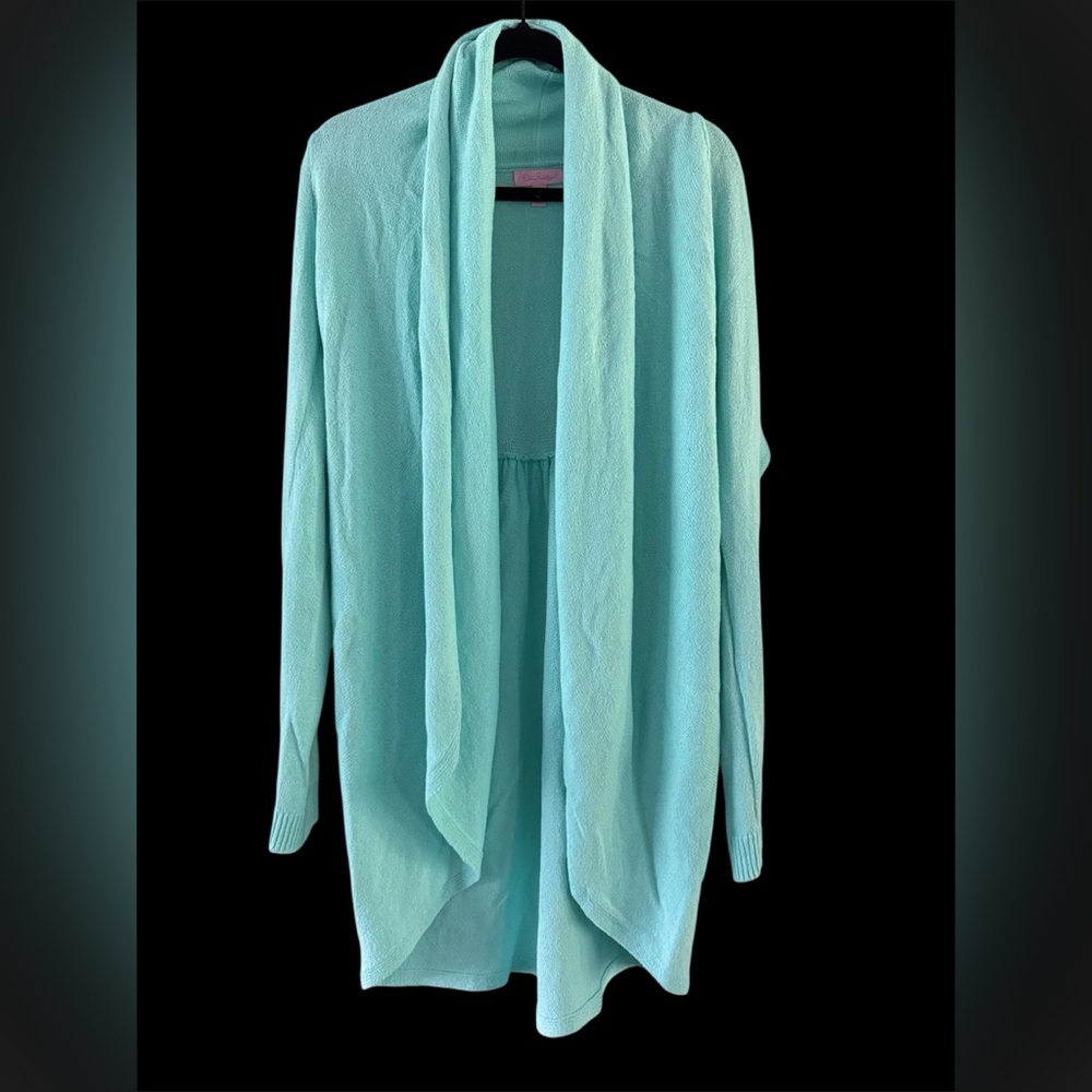 LILLY PULITZER women's oversized aqua hayden boucle cotton cardigan. Size XL